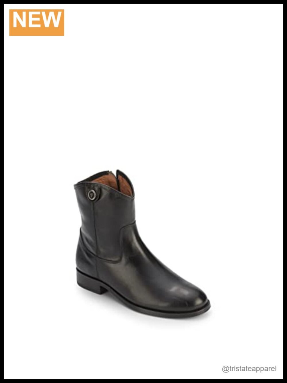 Leather Equestrian Ankle Boots with Button Zipper
